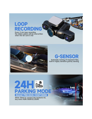 Cámara de tablero HUPEJOS V8PLUS 4K 360 con GPS y Wi-Fi