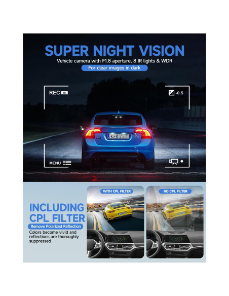 Cámara de tablero HUPEJOS V8PLUS 4K 360 con GPS y Wi-Fi