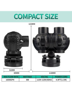 Bomba de Circulación FREESEA 100,73 L/min Sumergible Negra 2