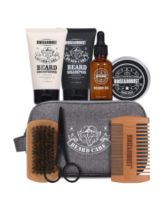 Set de Cuidado de Barba Rinse & Robust 8 Piezas Sándalo