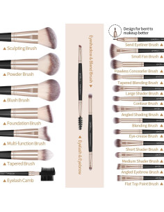 Set de Pinceles de Maquillaje MAGEFY 22 Piezas con Estuche 2