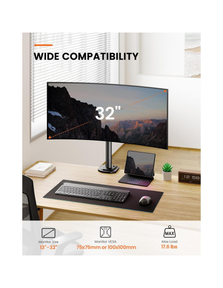 Soporte de Monitor Ergear EGCM12 Ajustable 13-32" Negro