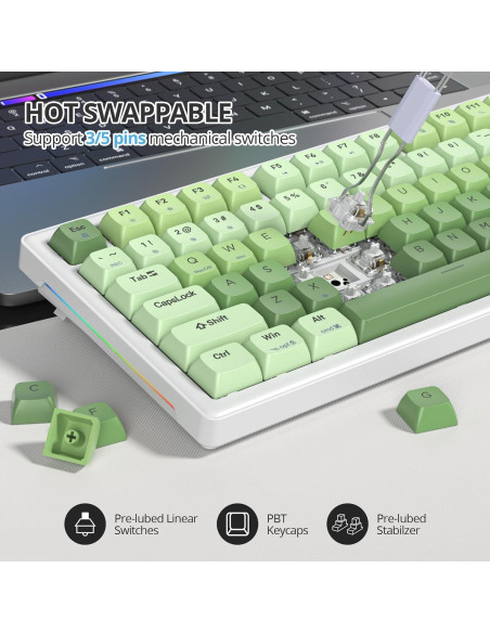 Teclado Mecánico TKL 75% SbocKeeb V500 RGB Verde Teclado Mecánico TKL 75% SbocKeeb V500 RGB Verde