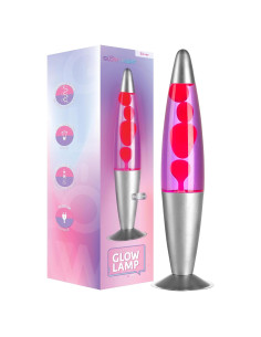 Lámpara de Lava Brillante 16" Retro con Base Plateada