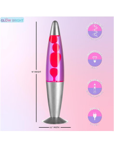 Lámpara de Lava Brillante 16" Retro con Base Plateada 2