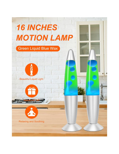 Lámpara de Movimiento Líquido Dalavalamp 40 cm Verde Cera Azul