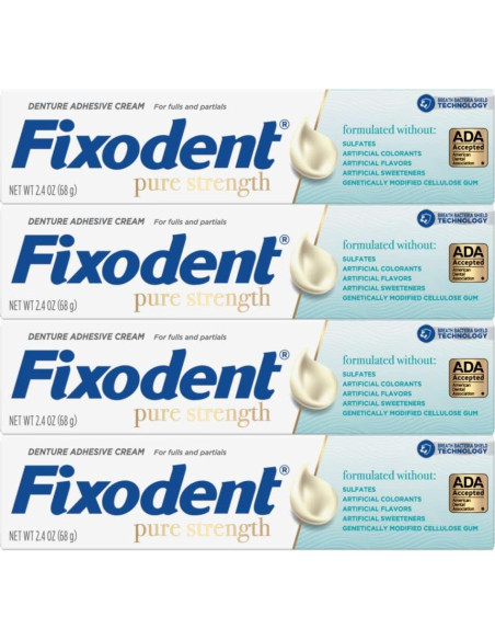 Adhesivo para Dentaduras Fixodent Pure Strength 4x70g