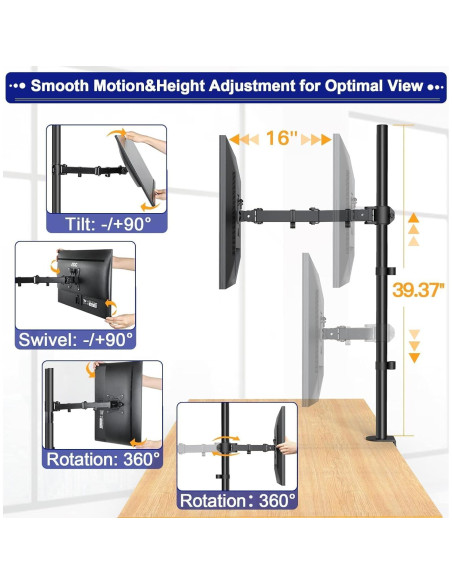 Soporte de Monitor HUANUO Ajustable 99 cm para 13-38"