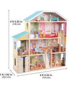 Casa de Muñecas Majestuosa KidKraft 34 Piezas Ascensor Garaje 2