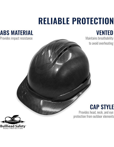 Casco de Seguridad Bullhead Ventilado Grafito Negro 6 Puntos