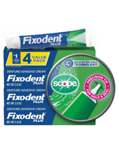 Adhesivo para Dentaduras Fixodent Plus Scope 4x60g