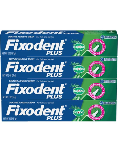 Adhesivo para Dentaduras Fixodent Plus Scope 4x60g