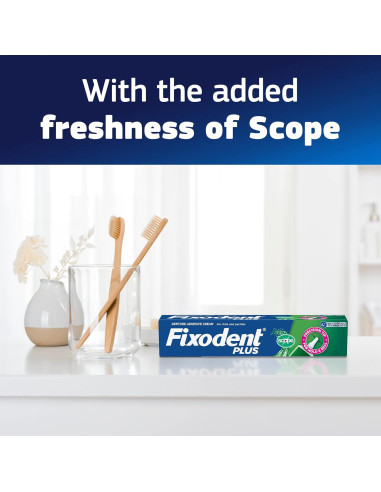 Adhesivo para Dentaduras Fixodent Plus Scope 4x60g