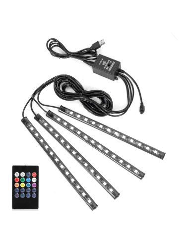 Luces LED de tira SUNNEST 48 LEDs multicolor para coche