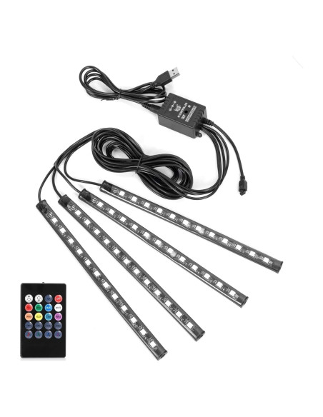 Luces LED de tira SUNNEST 48 LEDs multicolor para coche