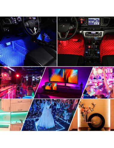 Luces LED de tira SUNNEST 48 LEDs multicolor para coche