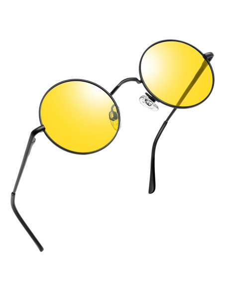 Gafas de sol redondas Joopin UV400 amarillas retro Gafas de sol redondas Joopin UV400 amarillas retro
