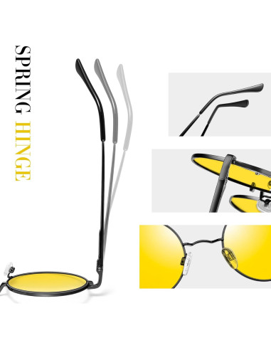 Gafas de sol redondas Joopin UV400 amarillas retro