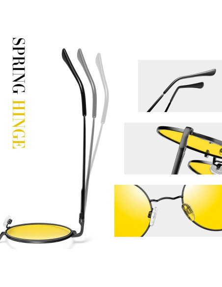 Gafas de sol redondas Joopin UV400 amarillas retro Gafas de sol redondas Joopin UV400 amarillas retro