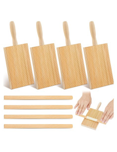 Juego de Herramientas para Pasta Tessco - 4 Tablas y Rodillos de Madera