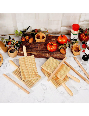 Juego de Herramientas para Pasta Tessco - 4 Tablas y Rodillos de Madera