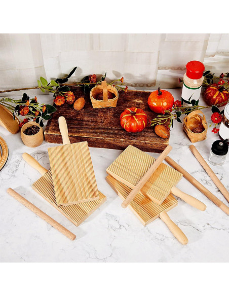 Juego de Herramientas para Pasta Tessco - 4 Tablas y Rodillos de Madera Juego de Herramientas para Pasta Tessco - 4 Tablas y Rodillos de Madera