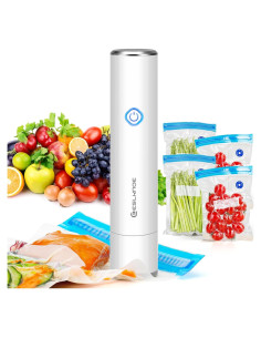 Sellador de Vacío ESLKNOE Portátil Blanco con 5 Bolsas