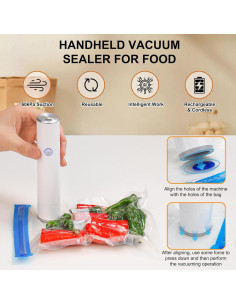 Sellador de Vacío ESLKNOE Portátil Blanco con 5 Bolsas 2