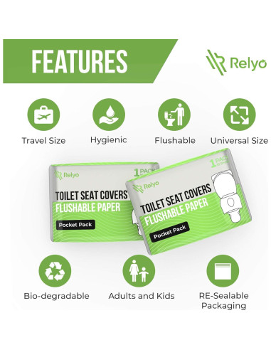 Cubiertas de Asiento de Inodoro Desechables Relyo 50 Pzas Biodegradables