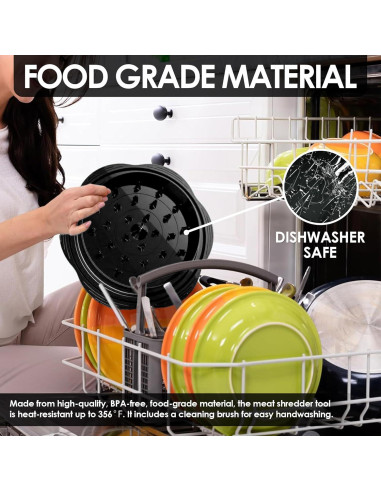 Juego de Desmenuzadores de Pollo Silver Slice 4 en 1 Negro