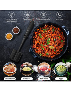 Picador de Carne CUNSENR Negro - Machacador Antiadherente 2