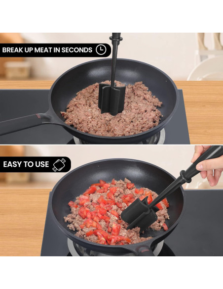 Picador de Carne CUNSENR Negro - Machacador Antiadherente