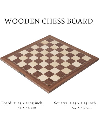 Tablero de Ajedrez A&A 54 cm Madera Profesional Sin Notación