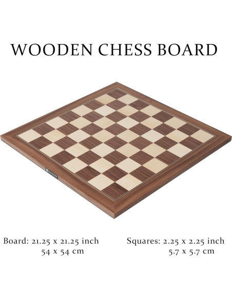 Tablero de Ajedrez A&A 54 cm Madera Profesional Sin Notación