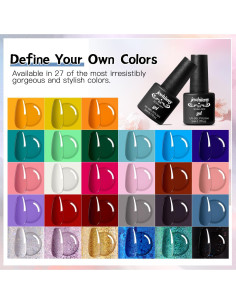 Kit de Esmalte de Uñas Gel 27 Colores + Lámpara UV JEWHITENY 2