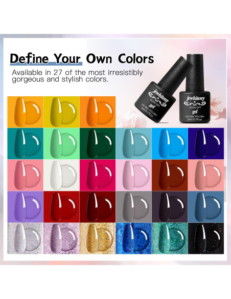 Kit de Esmalte de Uñas Gel 27 Colores + Lámpara UV JEWHITENY