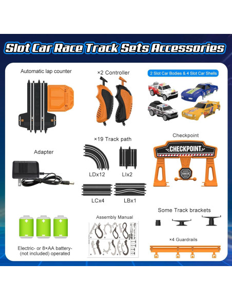 Pista de Carreras de Coches Slot Fedonak 3,35m 2 Coches