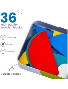 Rompecabezas de Madera LiKee 36 Bloques y 60 Tarjetas 2