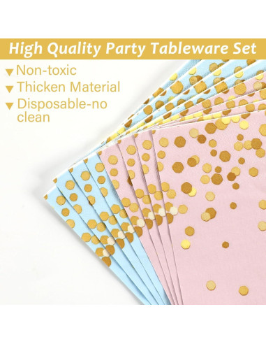 192 Piezas Suministros Baby Shower OBUSATT Azul y Rosa