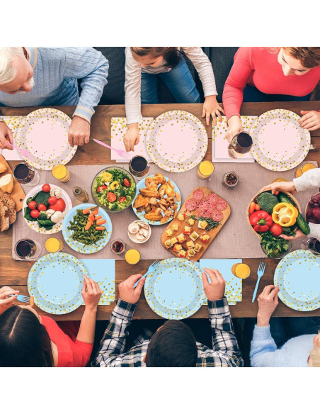 192 Piezas Suministros Baby Shower OBUSATT Azul y Rosa