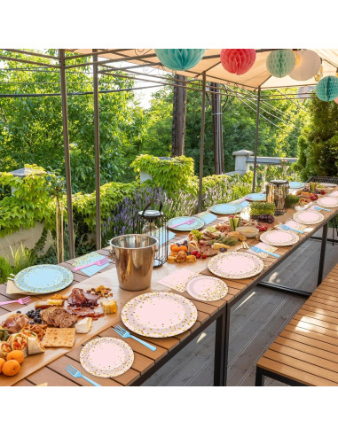 192 Piezas Suministros Baby Shower OBUSATT Azul y Rosa