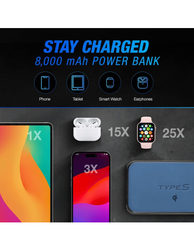 Arrancador de Batería TYPE S 1000A 12V 8000mAh Inalámbrico