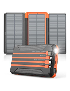 Cargador Solar Power Bank JINEPIN 46800mAh 4 Cables Integrados