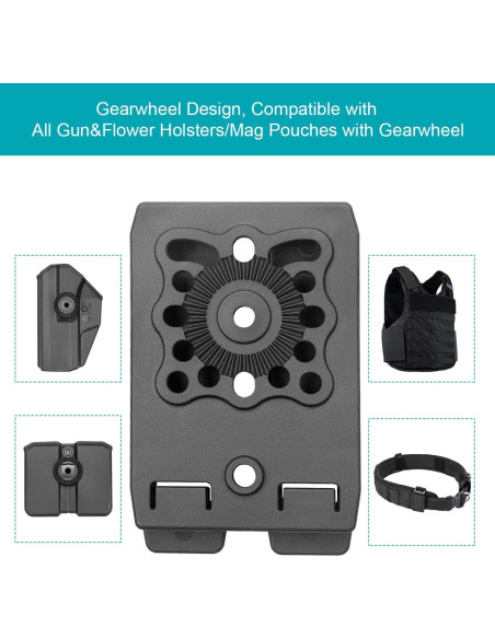 Adaptador MOLLE GUN & FLOWER, Polímero Negro, 1 Unidad