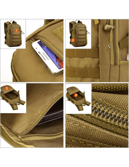 Mochila Táctica Huntvp 10L Marrón Oscuro MOLLE 24.89x37.10cm