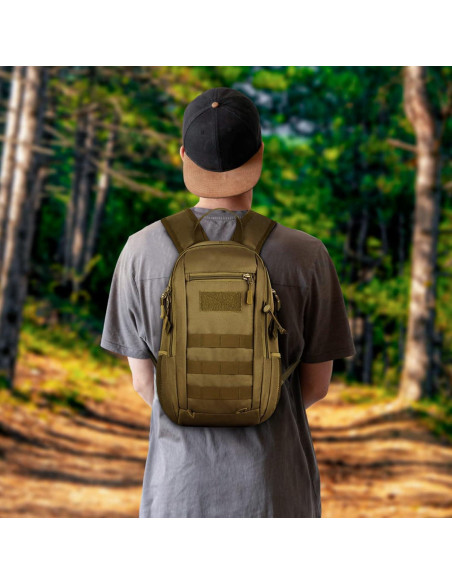 Mochila Táctica Huntvp 10L Marrón Oscuro MOLLE 24.89x37.10cm