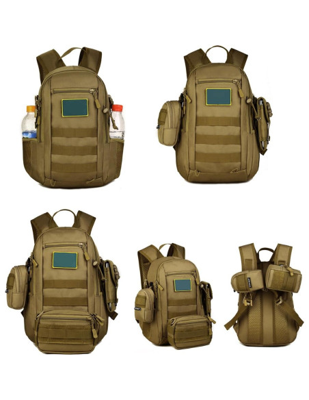 Mochila Táctica Huntvp 10L Marrón Oscuro MOLLE 24.89x37.10cm