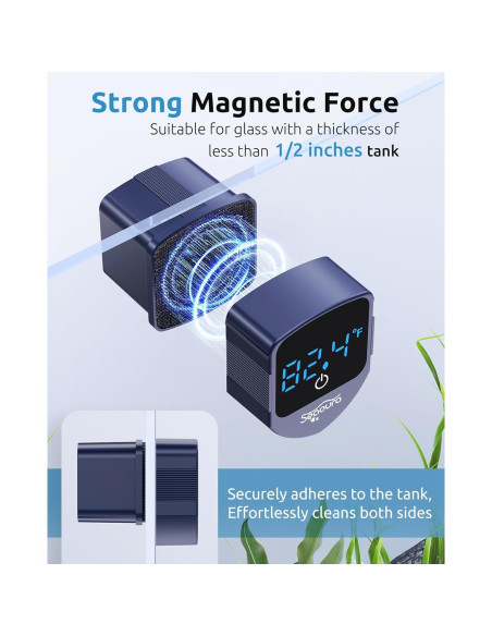 Limpiador Magnético Acuarios SEAOURA SR-520 con Termómetro