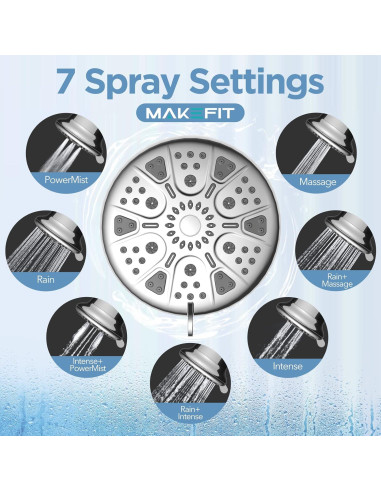 Cabezal de Ducha Filtrado MakeFit 7 Modos Alta Presión Cromo