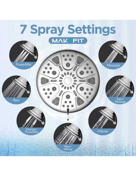Cabezal de Ducha Filtrado MakeFit 7 Modos Alta Presión Cromo